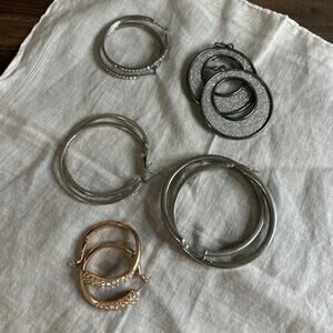 Earrings Lot Of 5 Fashion Costume Jewelry Hoops Jewels